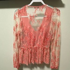 Pink floral blouse